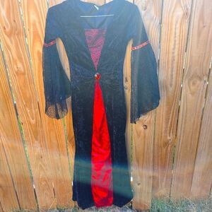 Women's Small Black Spider Midevil Costume Black Velvet Spiderwebs Costume USA